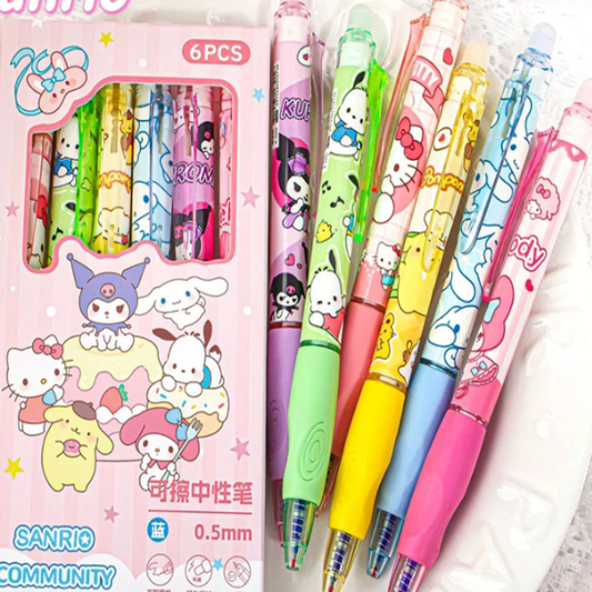 【No.5】:Erasable Pens black and blue gel mix cartoon